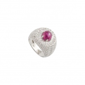 White Gold Ruby and Diamond Ring